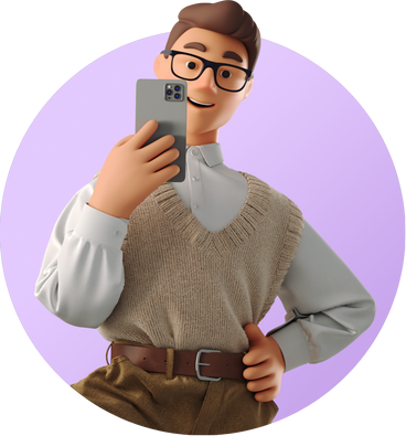 young man with a phone in his hands taking a selfie PNG, SVG