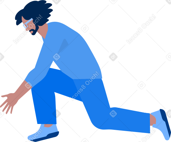 man bending down on one knee Illustration in PNG, SVG