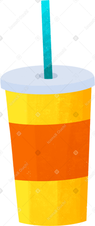yellow disposable cup with drinking straw в PNG, SVG