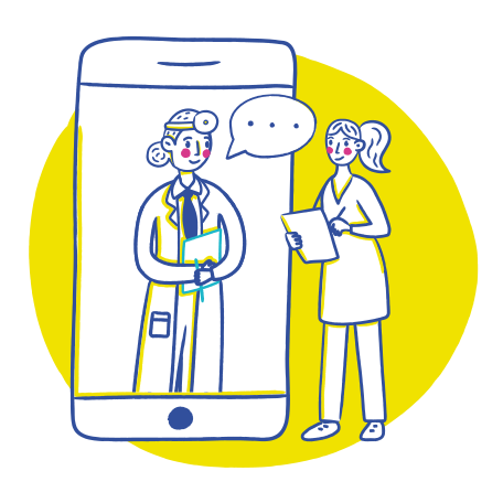 Online consultation with a doctor by phone Illustration in PNG, SVG