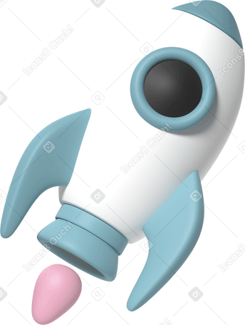 3D rocket with a porthole Illustration in PNG, SVG