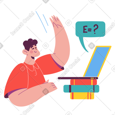 在线物理课上举手的男子 PNG, SVG