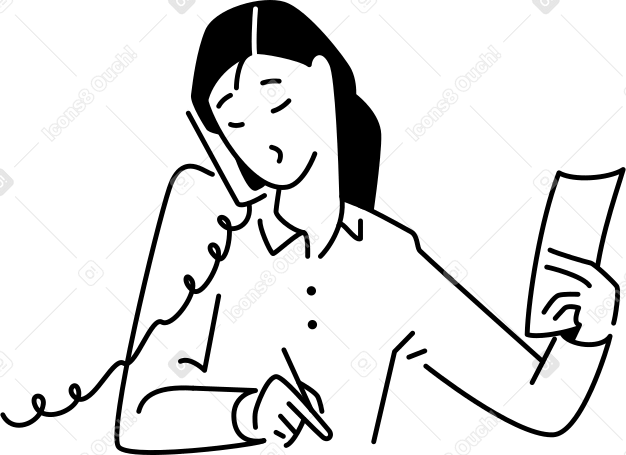 young woman with telephone handset PNG, SVG
