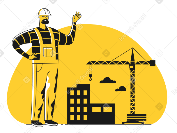 Инженер-мужчина, контролирующий строительную площадку в PNG, SVG
