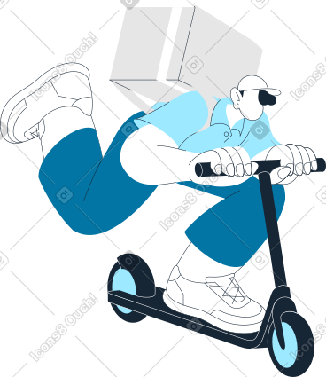 Delivery guy rides a scooter PNG, SVG
