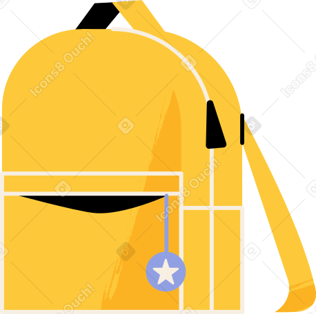 yellow backpack with pockets Illustration in PNG, SVG