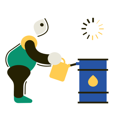 Man filling a gas container from barrel PNG, SVG