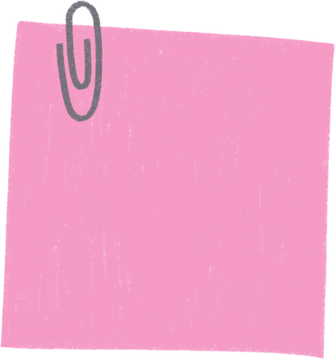 pink post it note and paperclip PNG, SVG