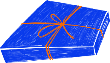 blue gift box with orange bow PNG, SVG