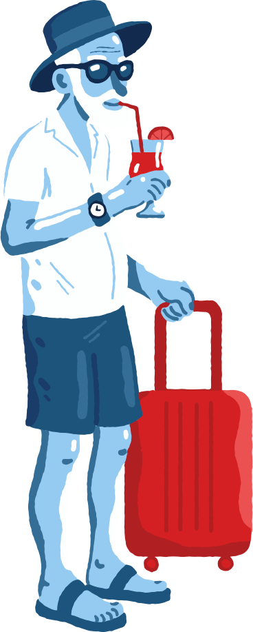 Old man with suitcase в PNG, SVG