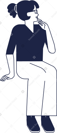 woman with glasses is sitting Illustration in PNG, SVG
