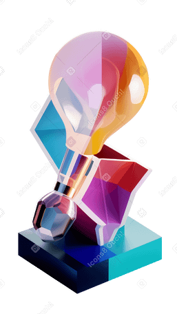 3D abstract composition with light bulb PNG, SVG