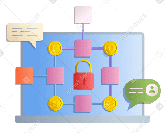 Blockchain Illustration in PNG, SVG