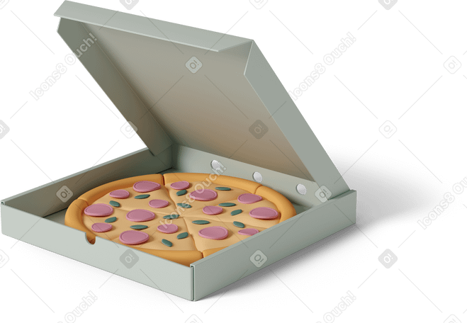 3D open pizza box в PNG, SVG