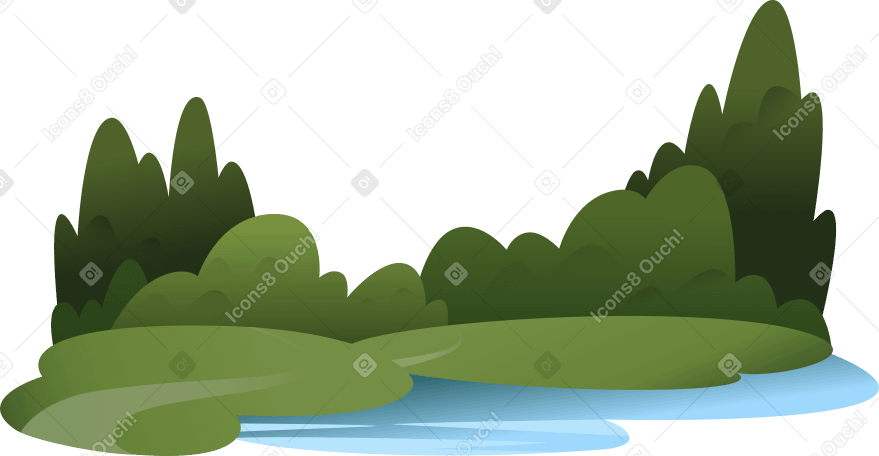 park with a pond and trees Illustration in PNG, SVG