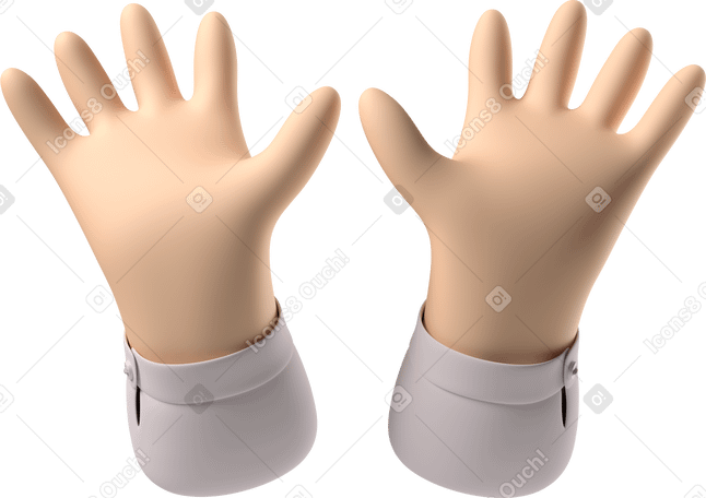 3D Open pale skin hands PNG, SVG