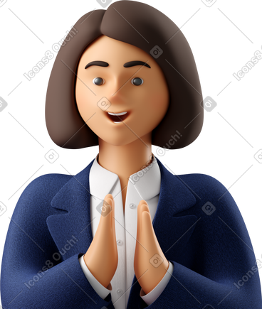 Close up of businesswoman in blue suit clapping hands PNG, SVG