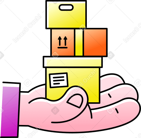 hand with boxes Illustration in PNG, SVG