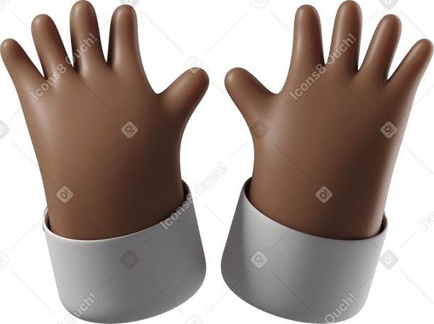 3D Raising open dark brown skin hands PNG, SVG