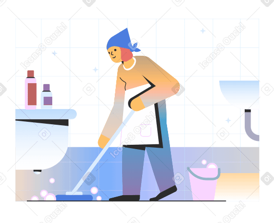 Cleaning woman Illustration in PNG, SVG