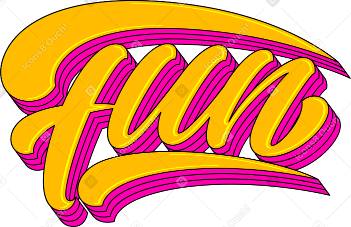 lettering fun with shadow Illustration in PNG, SVG