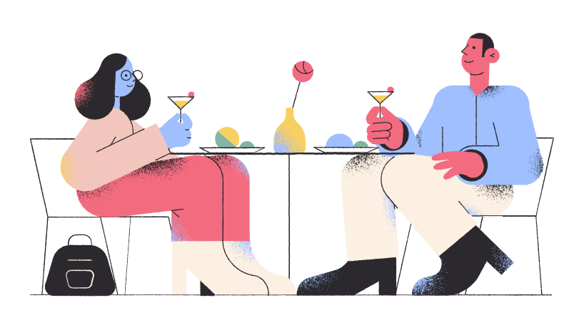 Иллюстрация Пара ест в ресторане в PNG и SVG