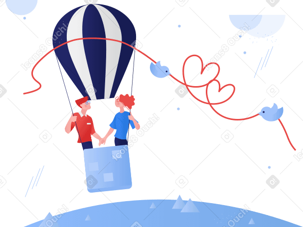 Couple in air ballon PNG, SVG