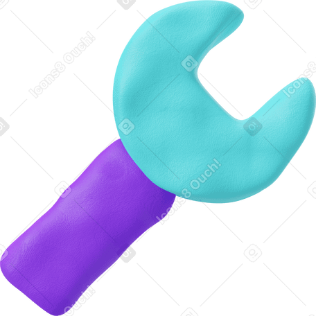 3D Light blue and purple wrench Illustration in PNG, SVG