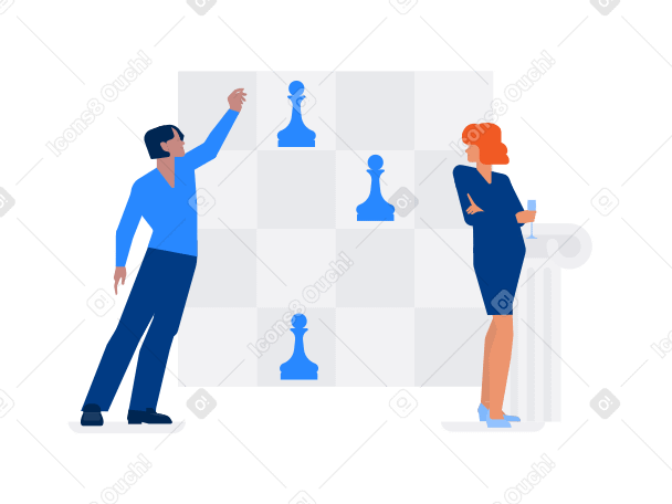 Paar spielt schach PNG, SVG