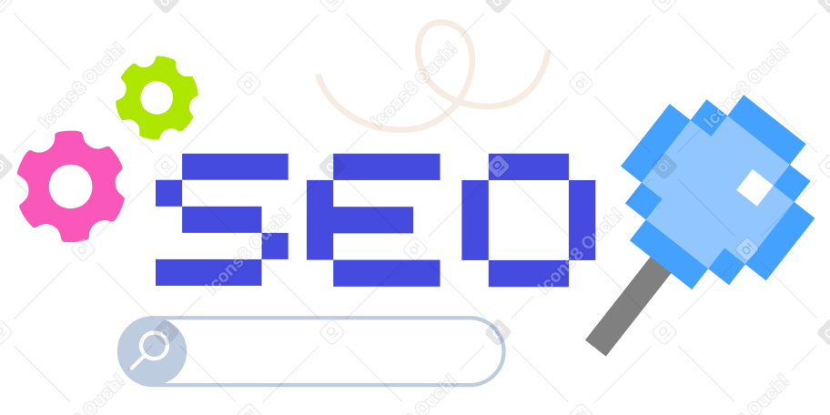 Letras seo con barra de búsqueda y texto de lupa PNG, SVG