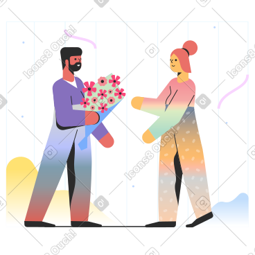 男人给女人一束鲜花 PNG, SVG