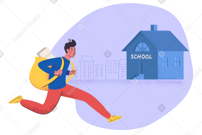 Late for school Illustration in PNG, SVG