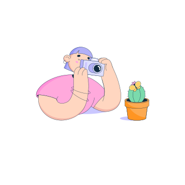 Woman photographs a butterfly on a flower PNG, SVG