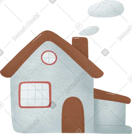 white house with a brown roof PNG, SVG