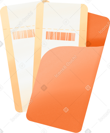 plane tickets in orange tones PNG、SVG