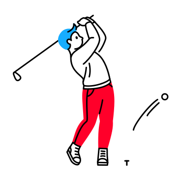 Le golfeur balance et frappe la balle avec un club PNG, SVG