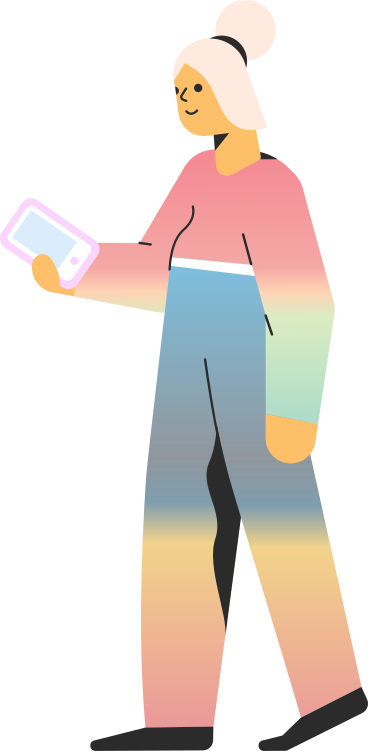 woman walking with a cell phone PNG, SVG