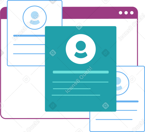 browser with resume Illustration in PNG, SVG