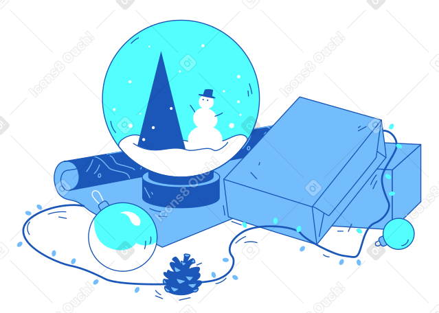 Regalos de navidad y una bola de nieve. PNG, SVG