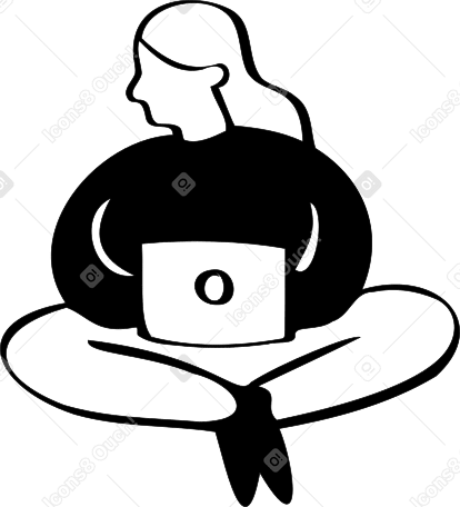 woman sitting cross-legged with a laptop PNG, SVG