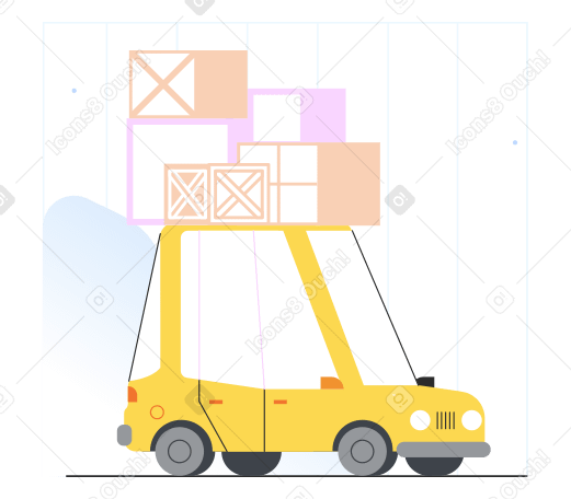 Auto mit umzugskartons auf dem dach PNG, SVG