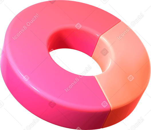 3D doughnut diagram with two parts PNG, SVG