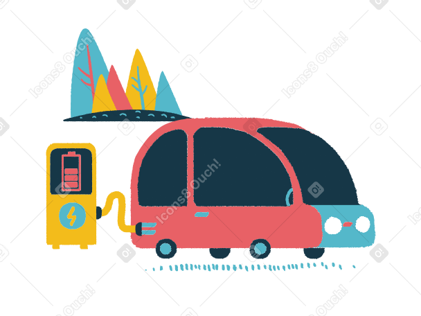 Station for electro car Illustration in PNG, SVG