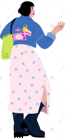 Mujer joven con la mano extendida PNG, SVG