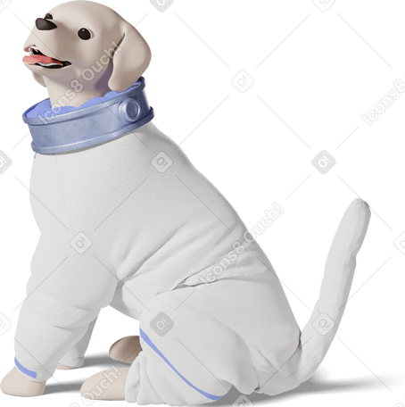 3D dog astronaut sitting side view Illustration in PNG, SVG