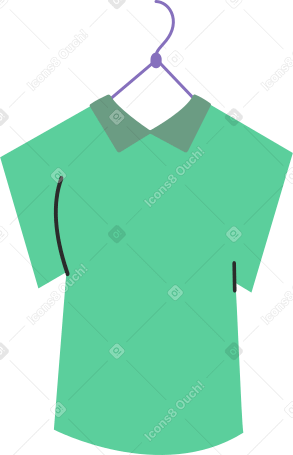 Зеленая футболка поло на вешалке в PNG, SVG