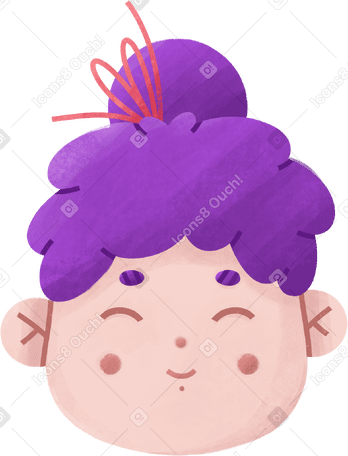 happy girl whith purple hair Illustration in PNG, SVG