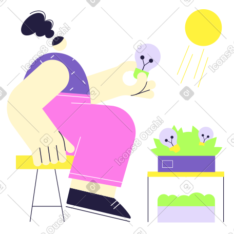 女人利用植物作为能量来源 PNG, SVG