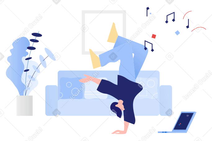 Dancing in front of the laptop Illustration in PNG, SVG