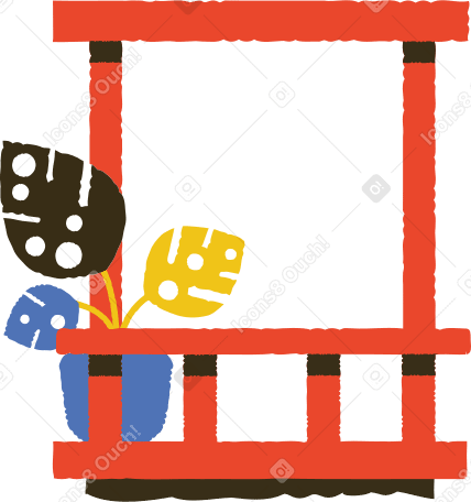 balcony with plant Illustration in PNG, SVG